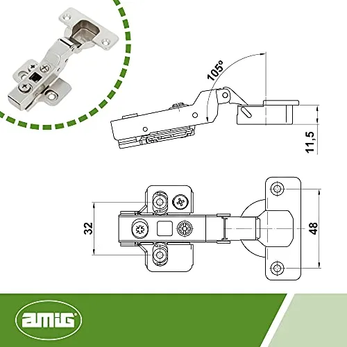 Amig Cerniera a Tazza Curva 35 mm Idraulica 110°