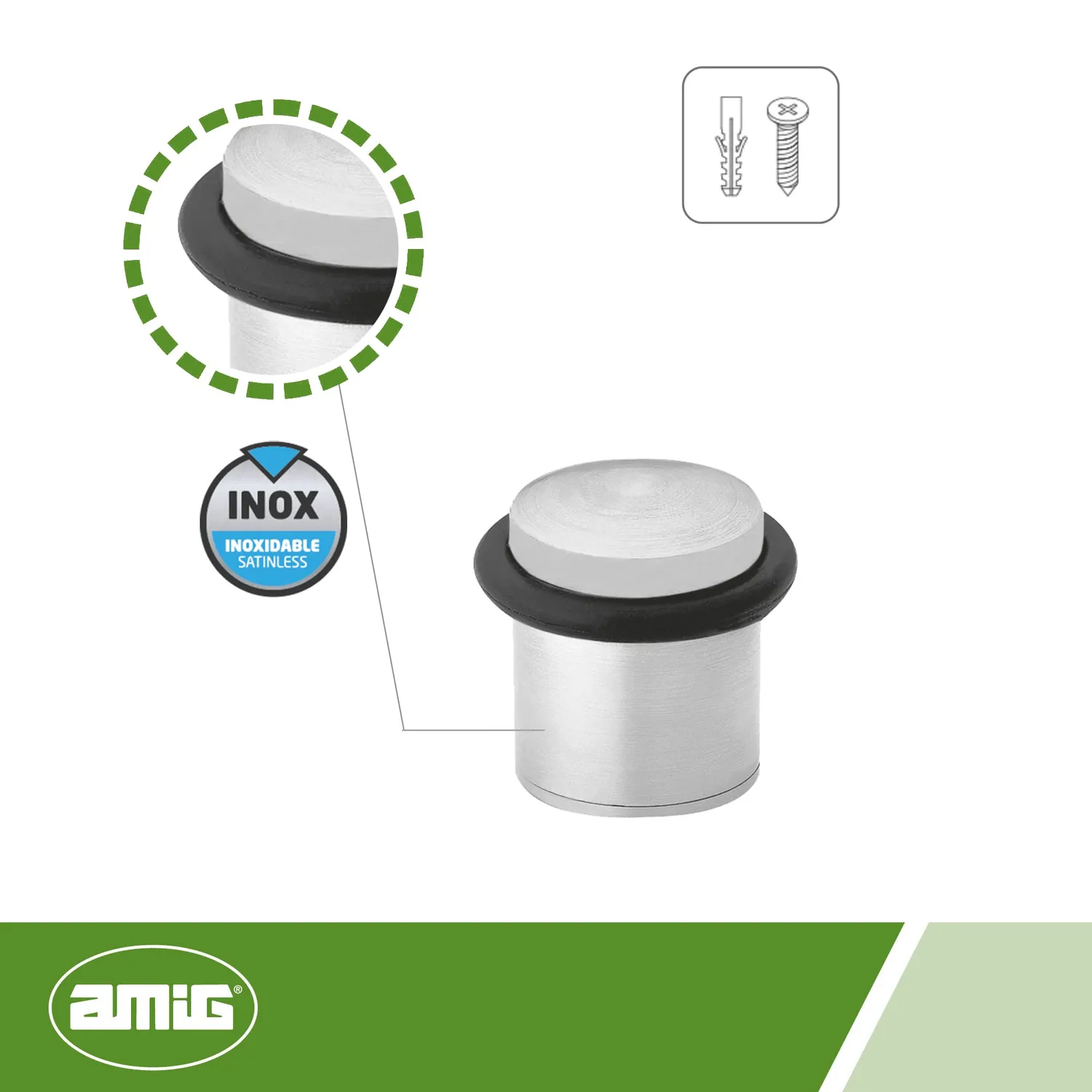 Amig fermaporta acciaio inox 30x40 mm con fissaggi