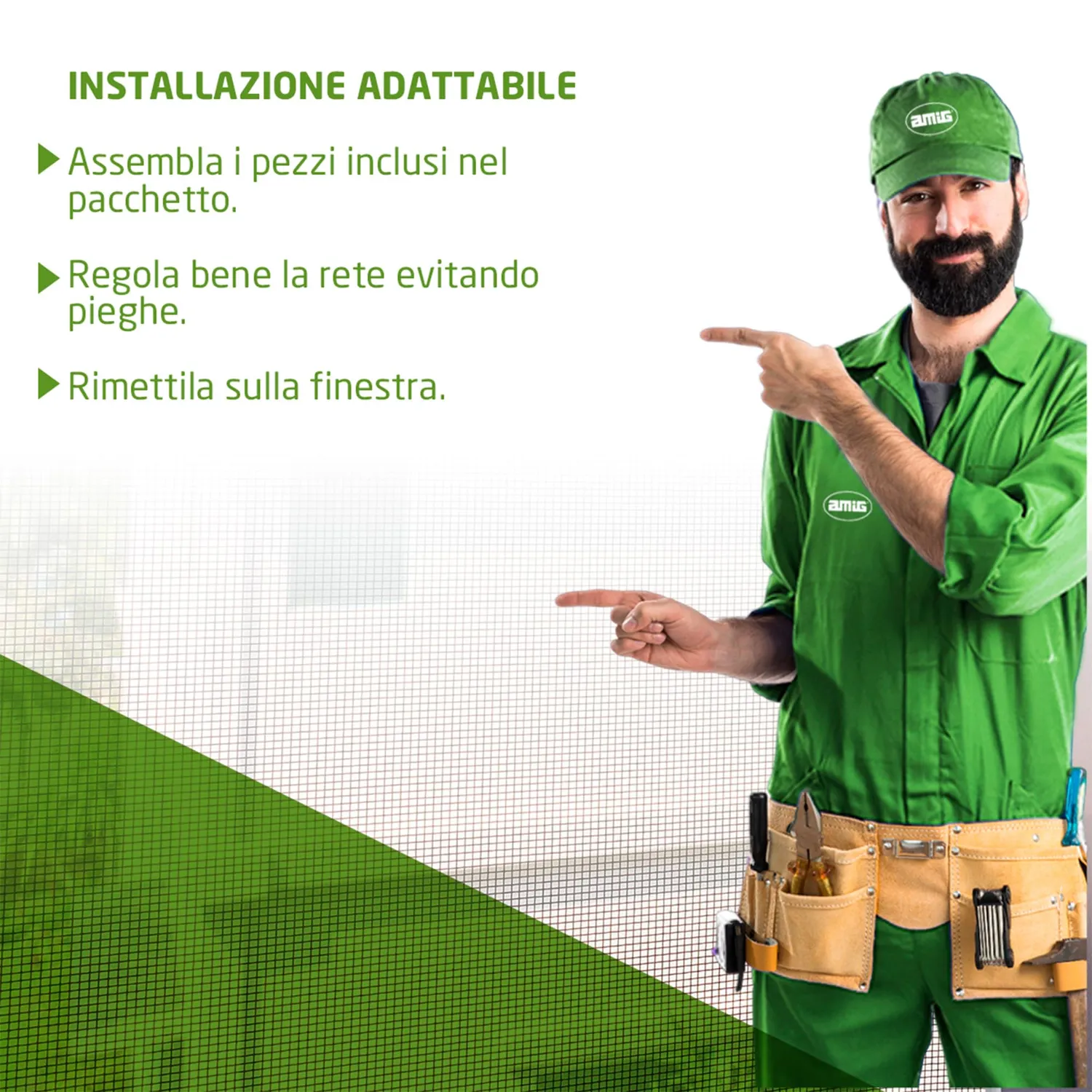 Amig MC01 kit ricambi zanzariera scorrevole nylon bianco