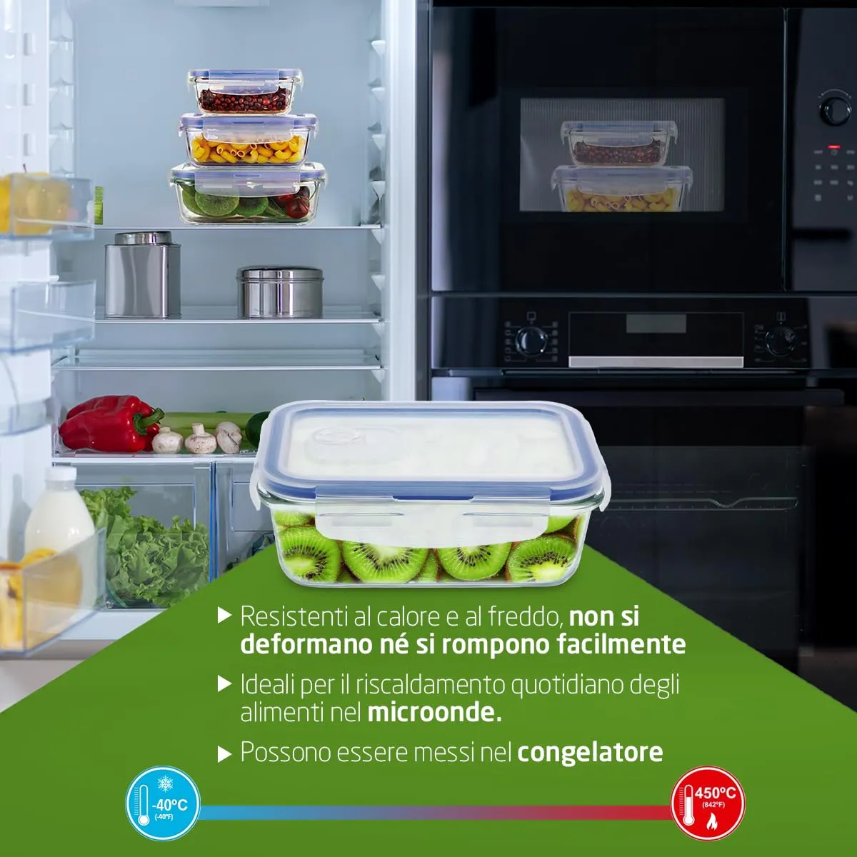 Amig contenitore vetro alimenti 570 ml rettangolare