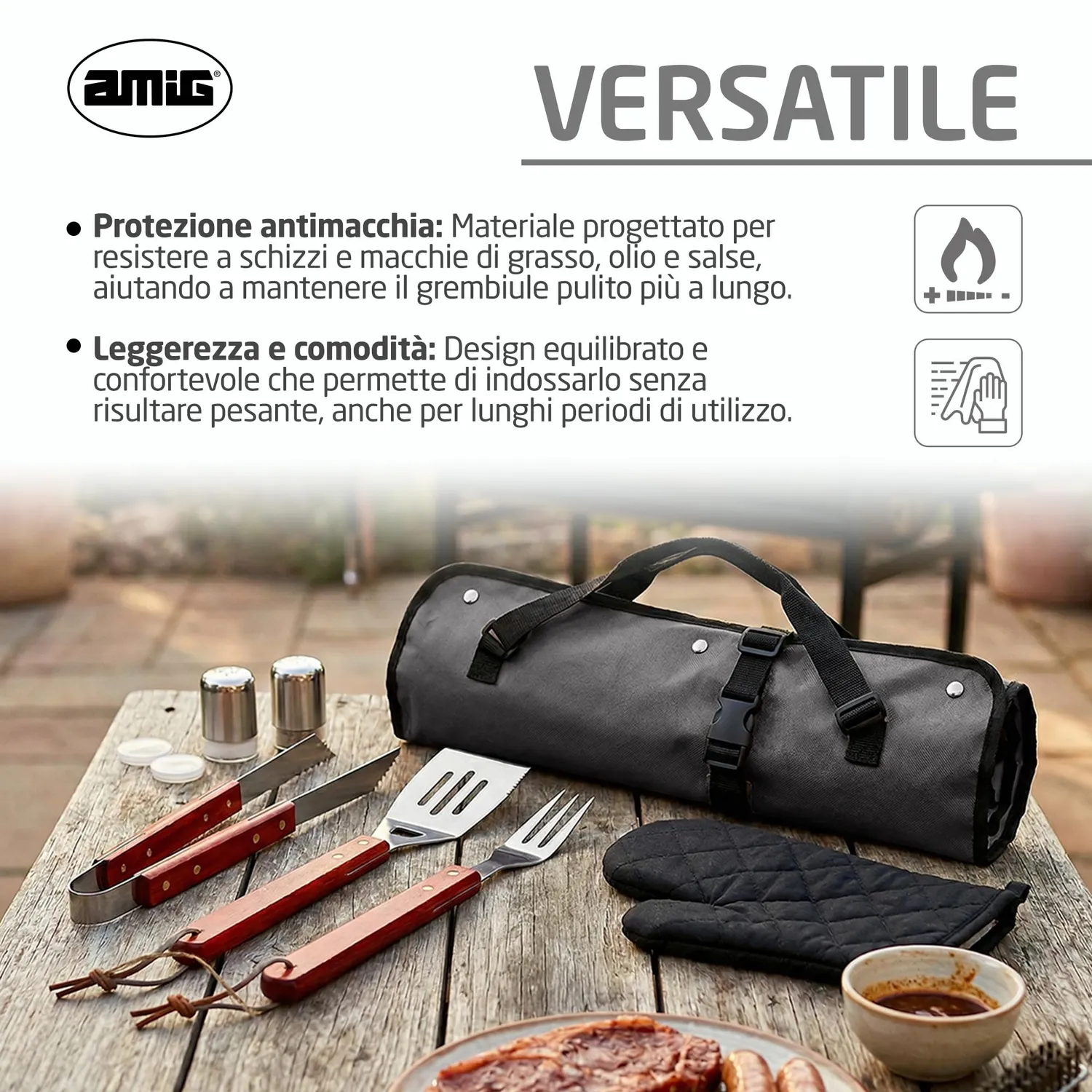 Amig AM17 Set Barbecue 7 pezzi con Grembiule