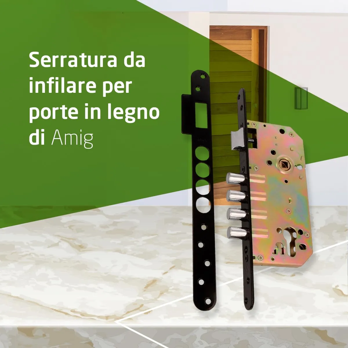 Amig 101 Base serratura infilare nera 50/85 mm