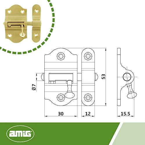 Amig 720 chiavistello porta 30x53 mm ottone dorato opaco