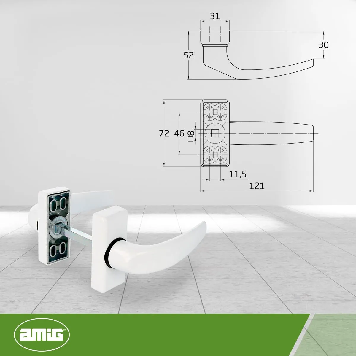 Amig Delta Set Maniglie Rosetta Alluminio Bianche 8 mm