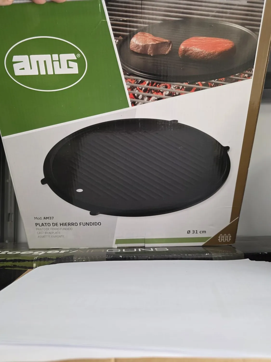 Amig AM37 piastra ghisa rotonda 31 cm scanalata barbecue