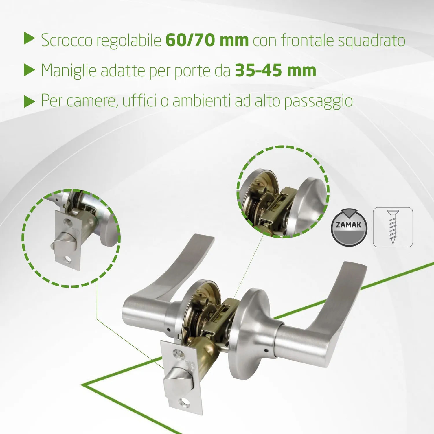 Amig 711 maniglia di passaggio cromato opaco 60/70 mm