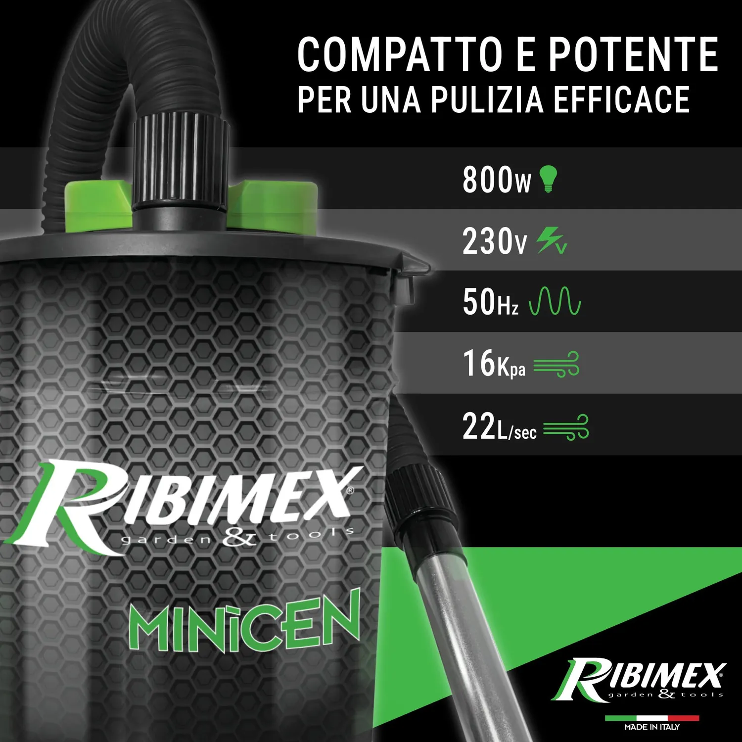 Ribiland-Ribimex Minicen aspiracenere elettrico pellet 800W 10L