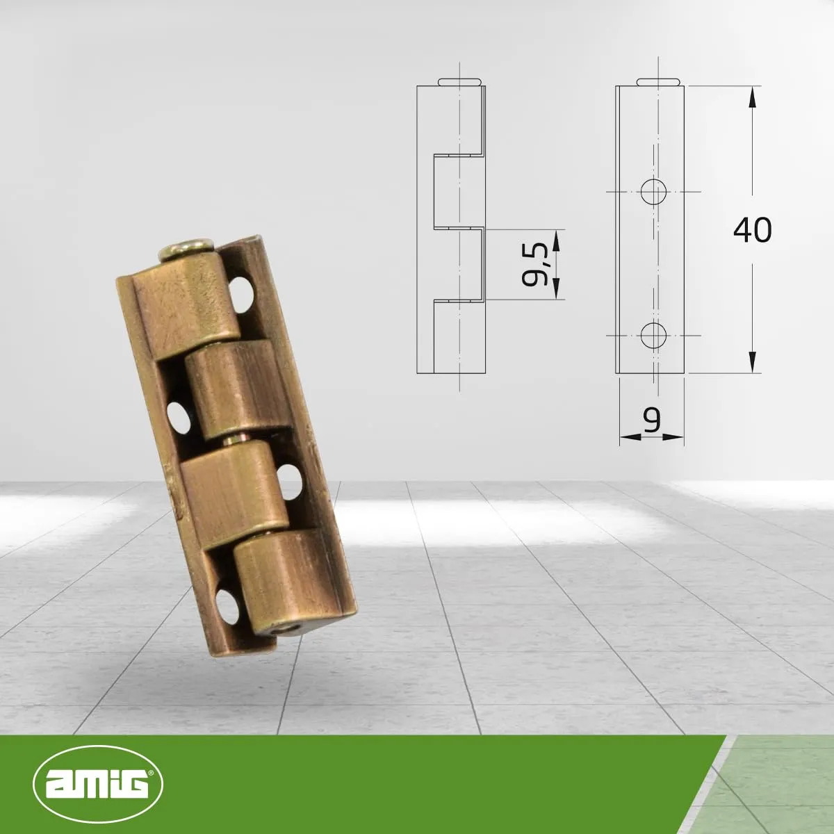 Amig 556 cerniera armadi zamak 40x9 mm smontabile