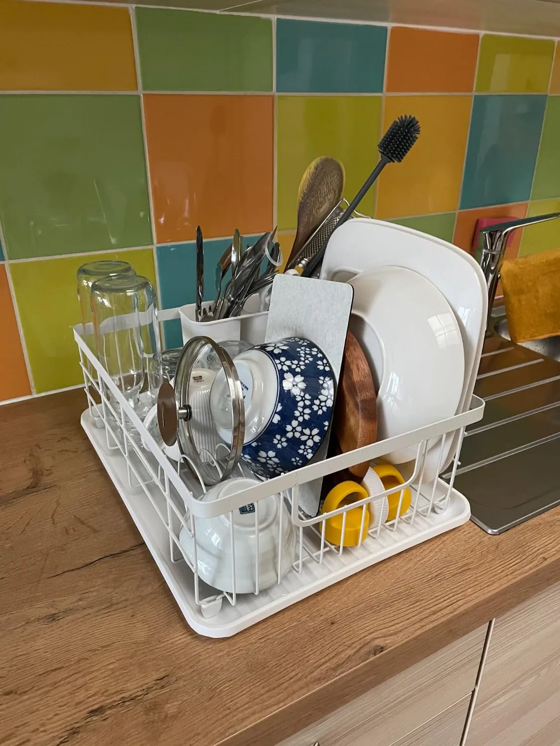 Amig Graz Scolapiatti Bianco 42 cm con Vassoio 10 Piatti