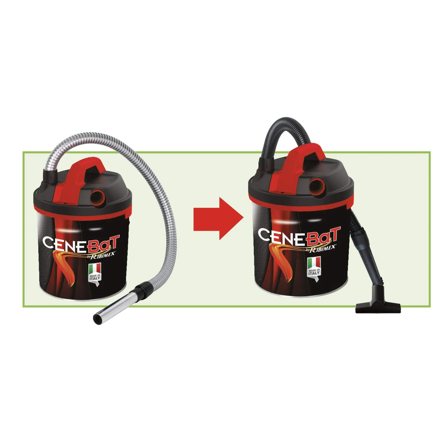 Ribimex kit aspirasolidi aspiracenere 2 m spazzole