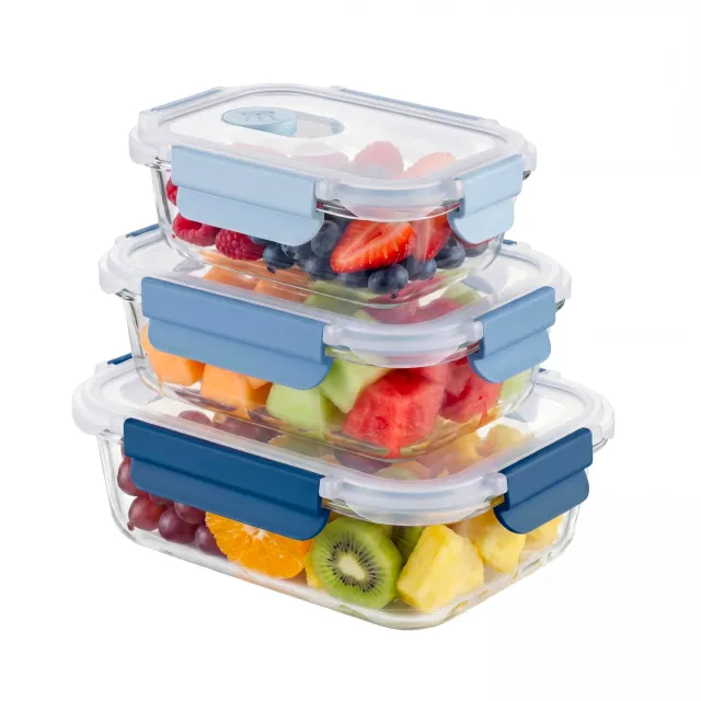 Amig 700 Set 3 Contenitori Vetro Ermetici 370-1050 ml Borosilicato