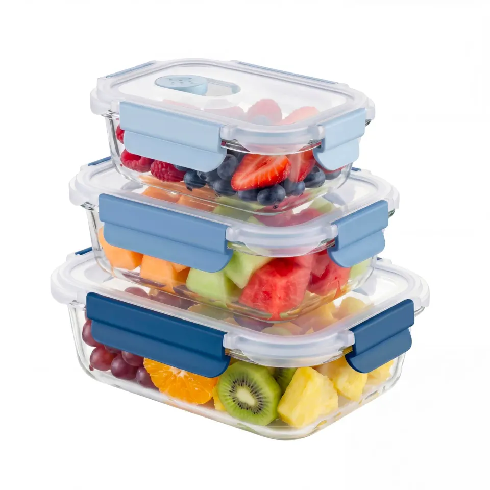 Amig 700 Set 3 Contenitori Vetro Ermetici 370-1050 ml Borosilicato