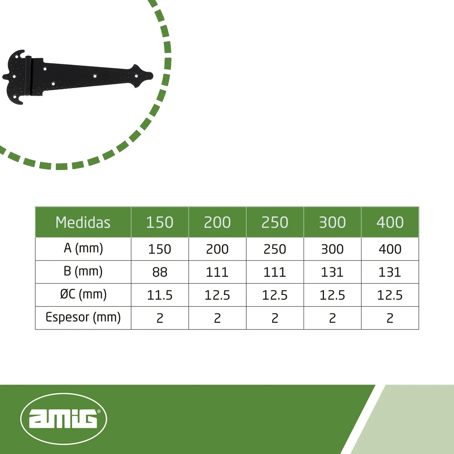 Amig 554 cerniera nera 250 mm stile forgiato