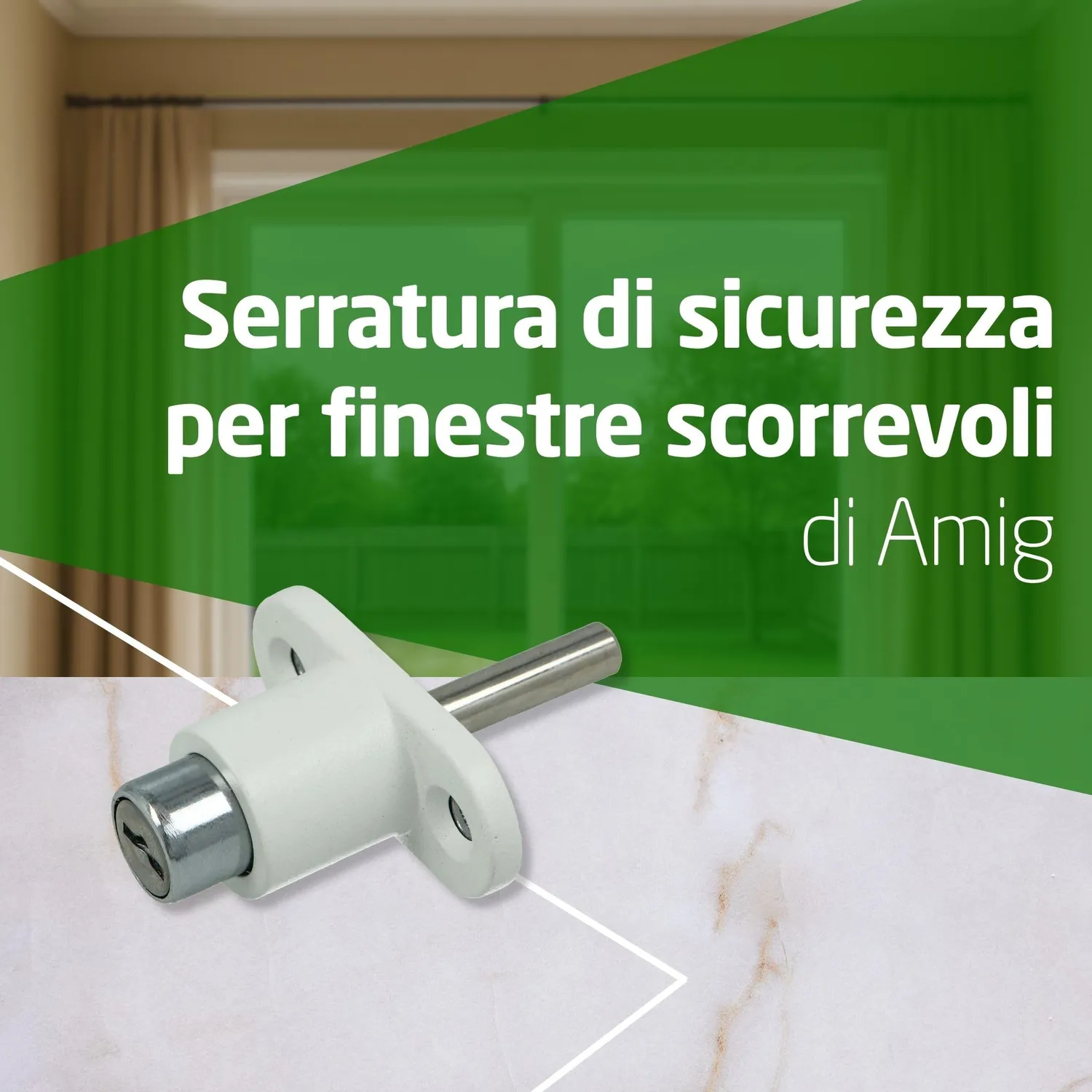 Amig Mod.45 serratura finestre scorrevoli bianco 53x23 mm acciaio