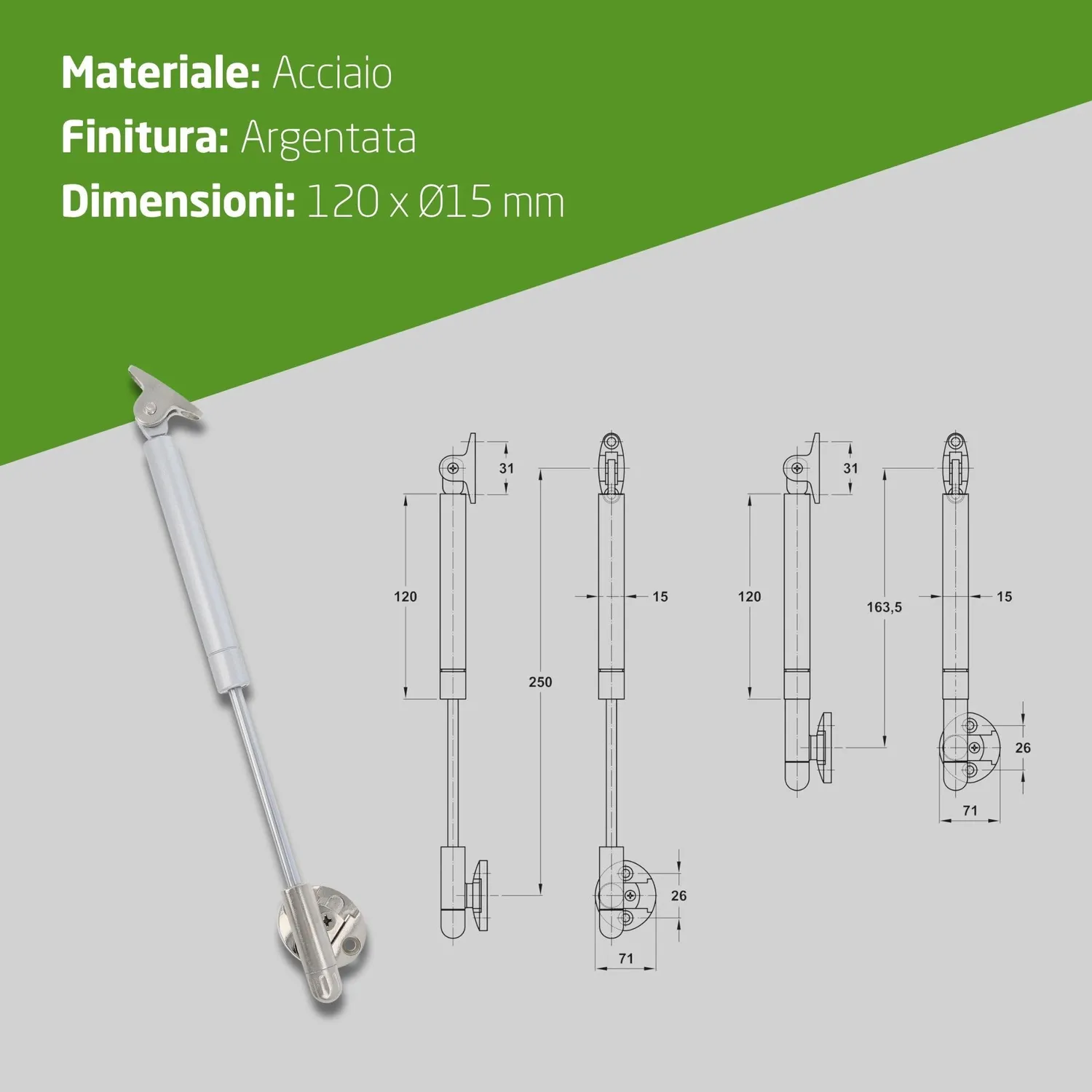 Amig Mod.98 compasso a gas 12 kg argento anta ribalta