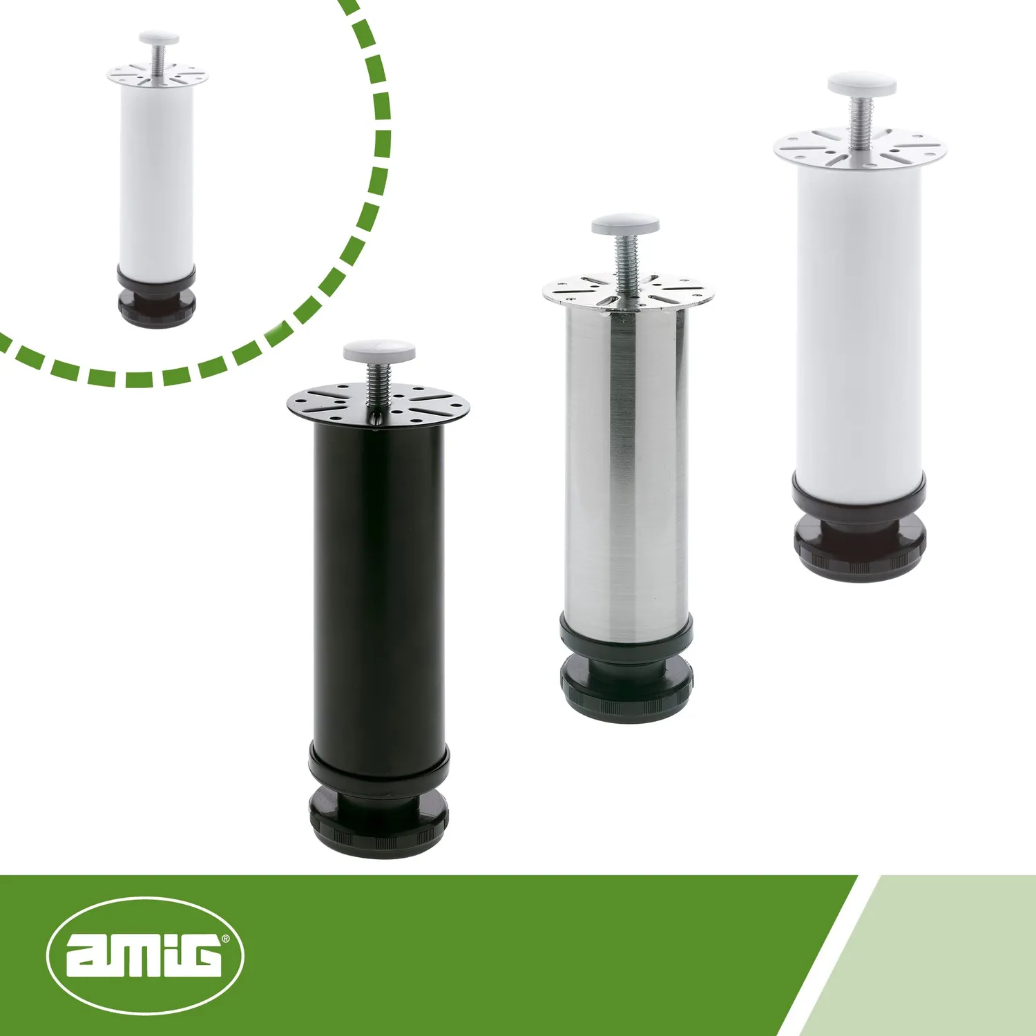 Amig Mod.5 gamba mobile 150 mm bianca regolabile