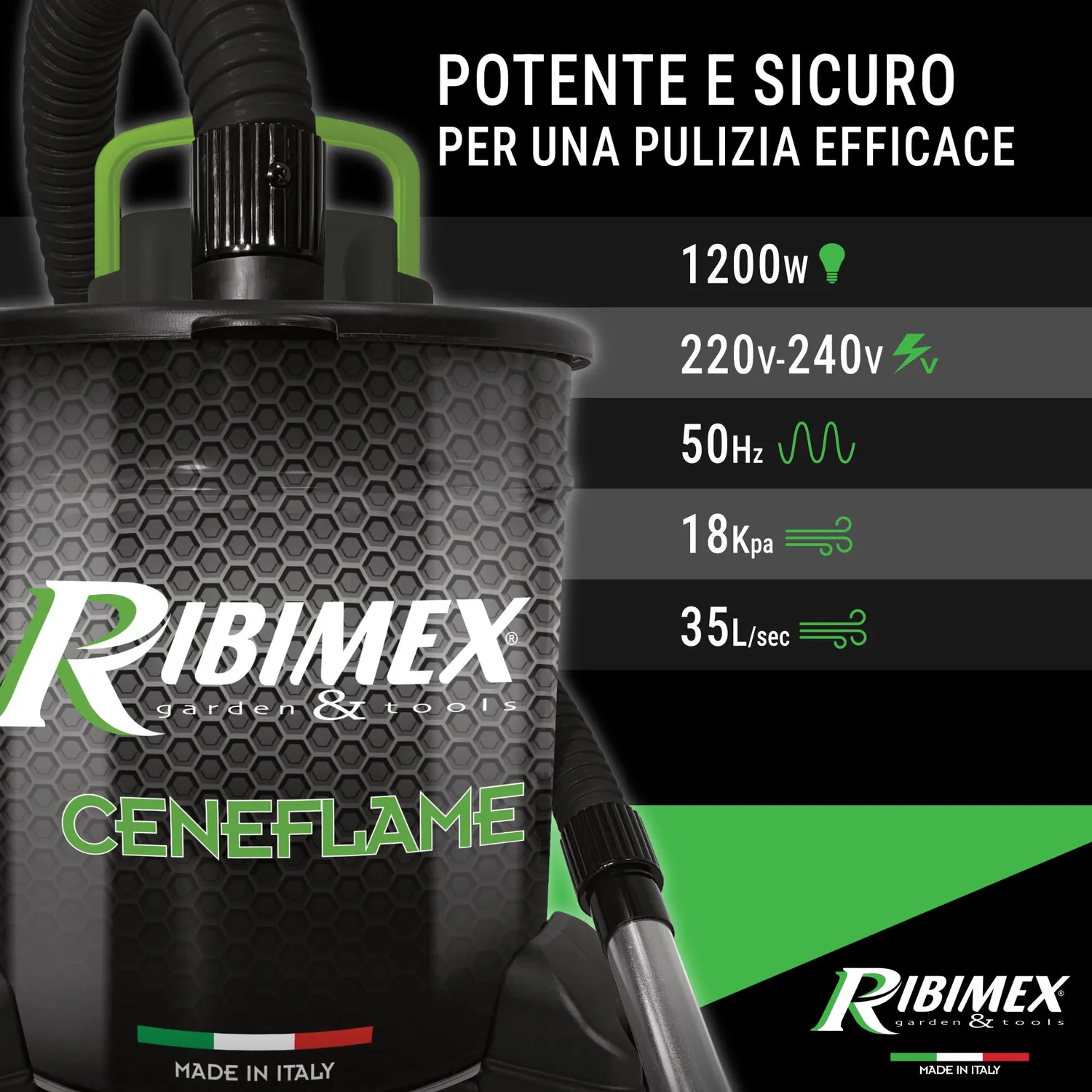 Ribimex Ceneflame Aspiracenere 18 L 1200 W Soffiante
