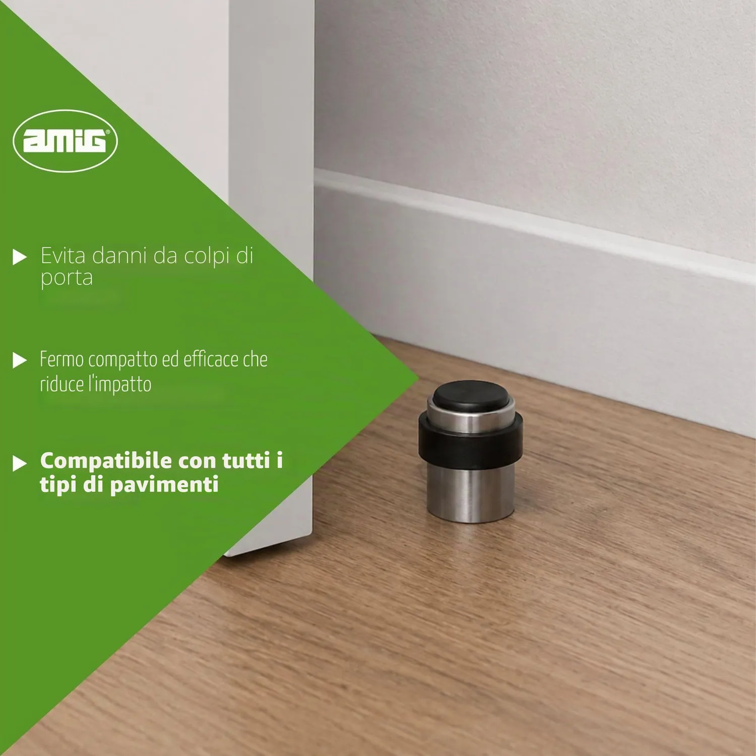 Amig 206 fermaporta pavimento 30x48 mm nichel spazzolato