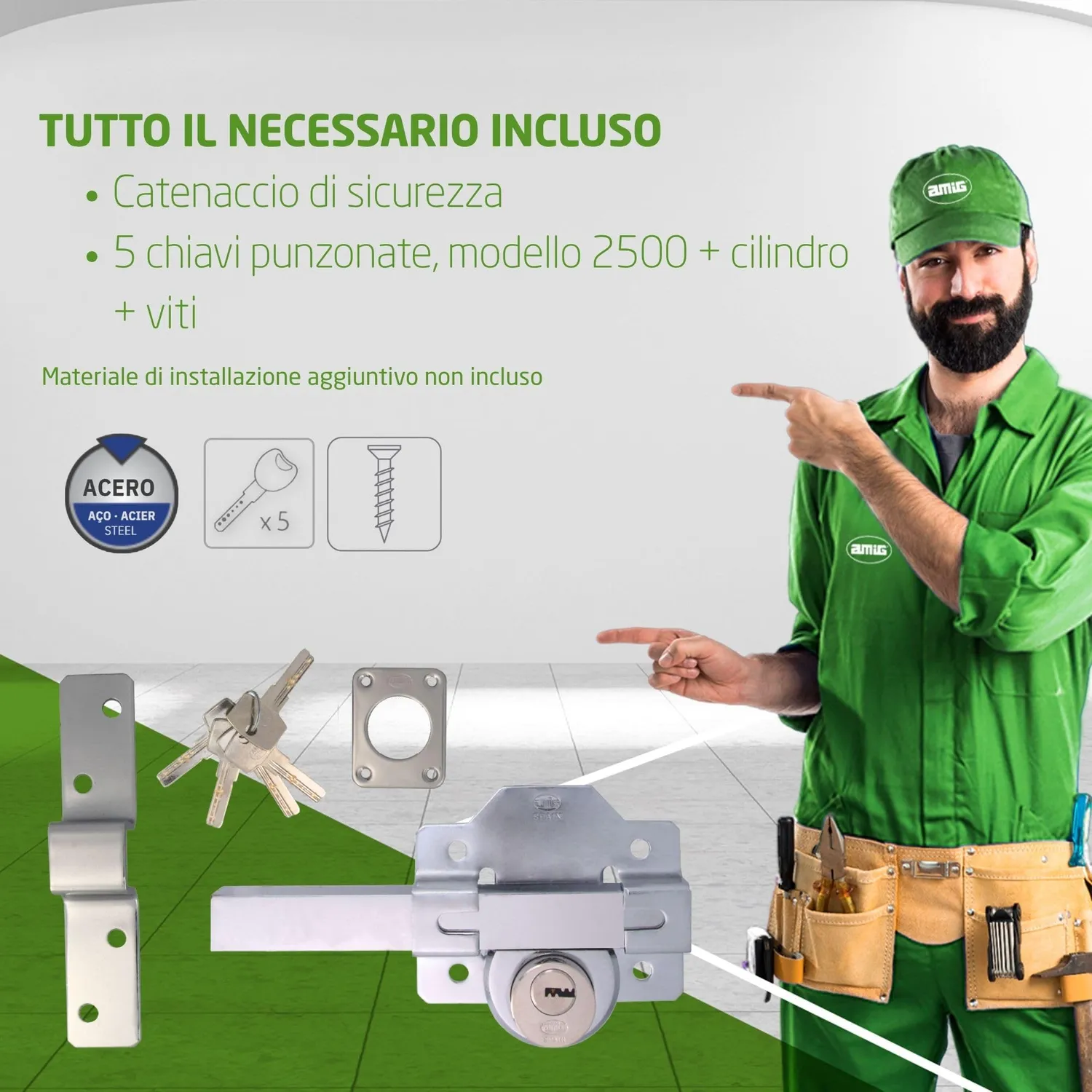 Amig Mod. 4 catenaccio sicurezza 88x153 mm cromato lucido