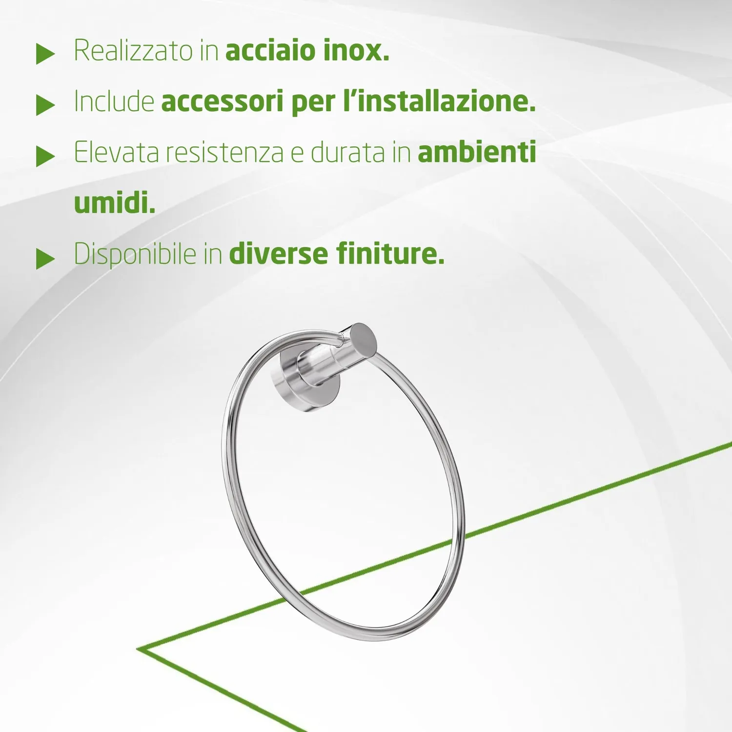 Amig Gorliz-3 portasciugamani bagno argento cromo lucido