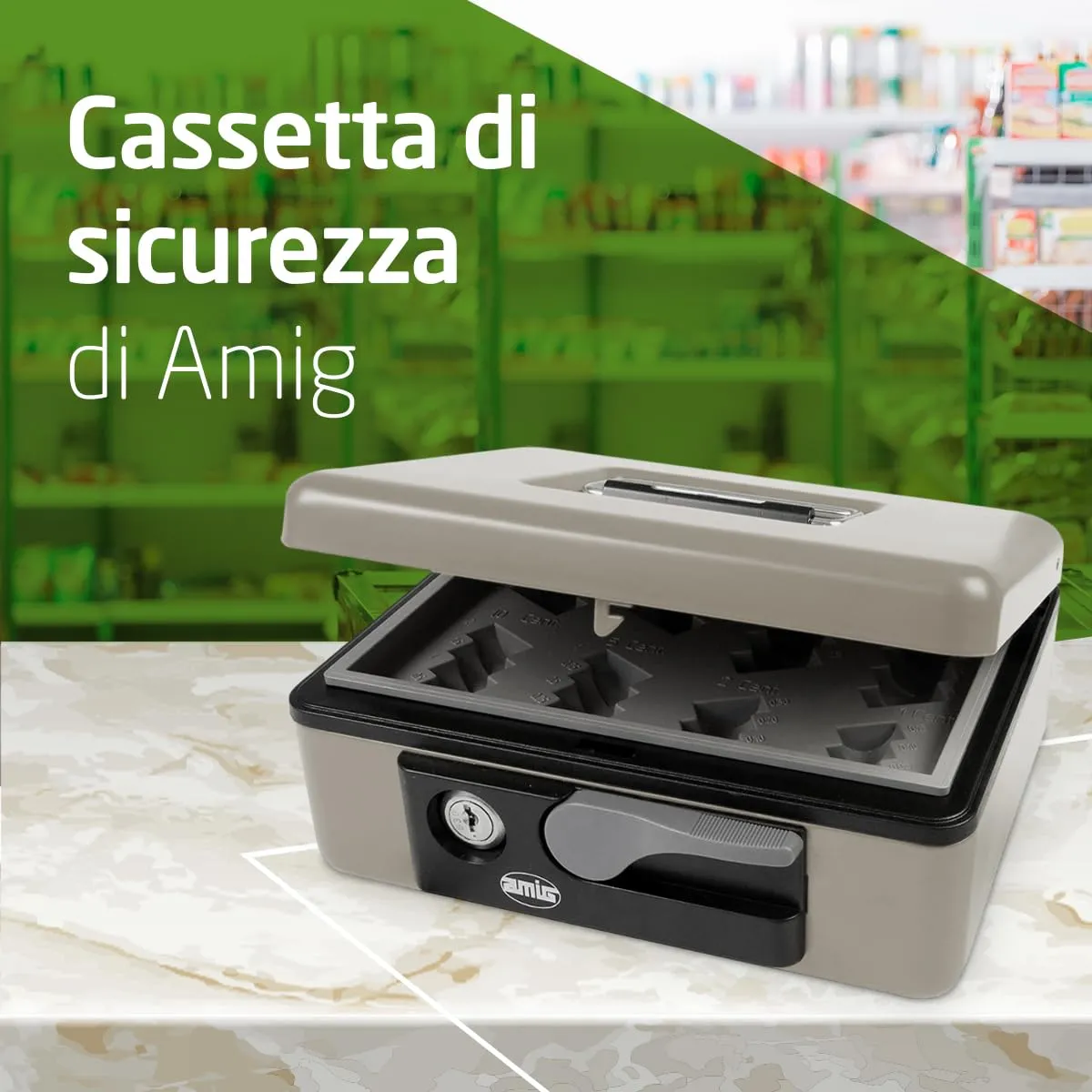 Amig cassaforte gray 165x125x80 mm con chiave