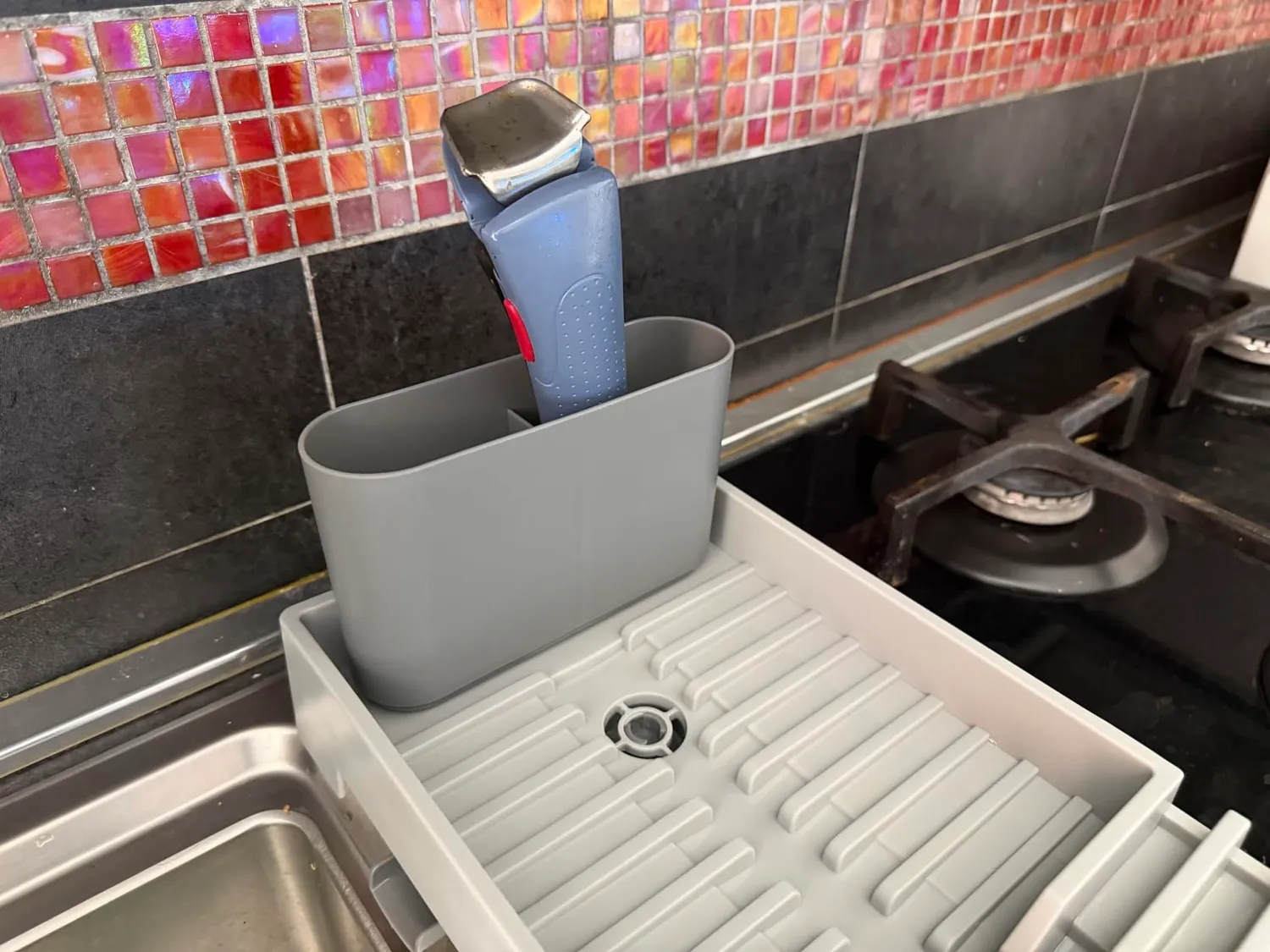 Amig Easy scolapiatti con scarico grigio 46 cm