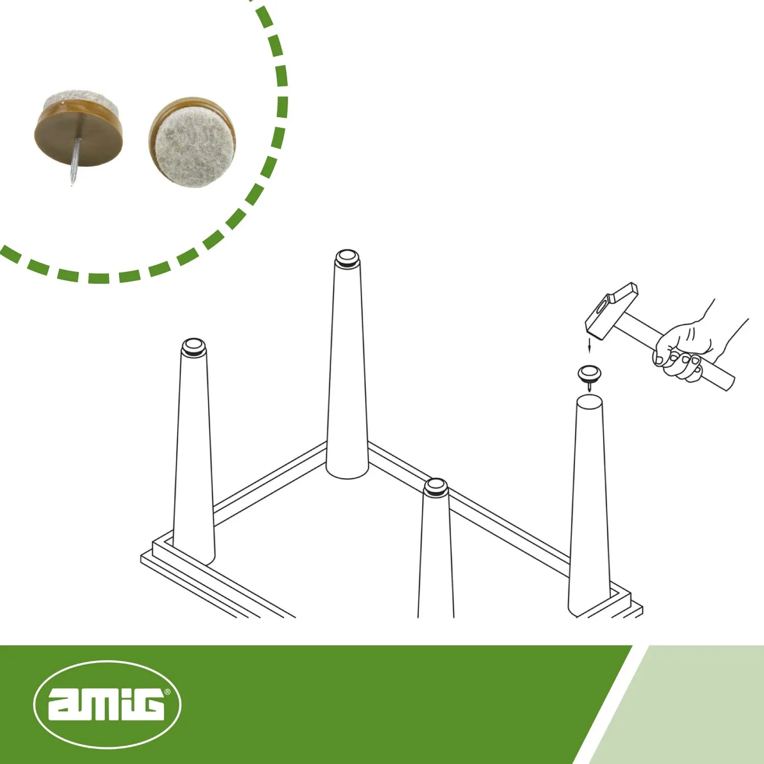 Amig 65 feltro con chiodo 29 mm per parquet marrone