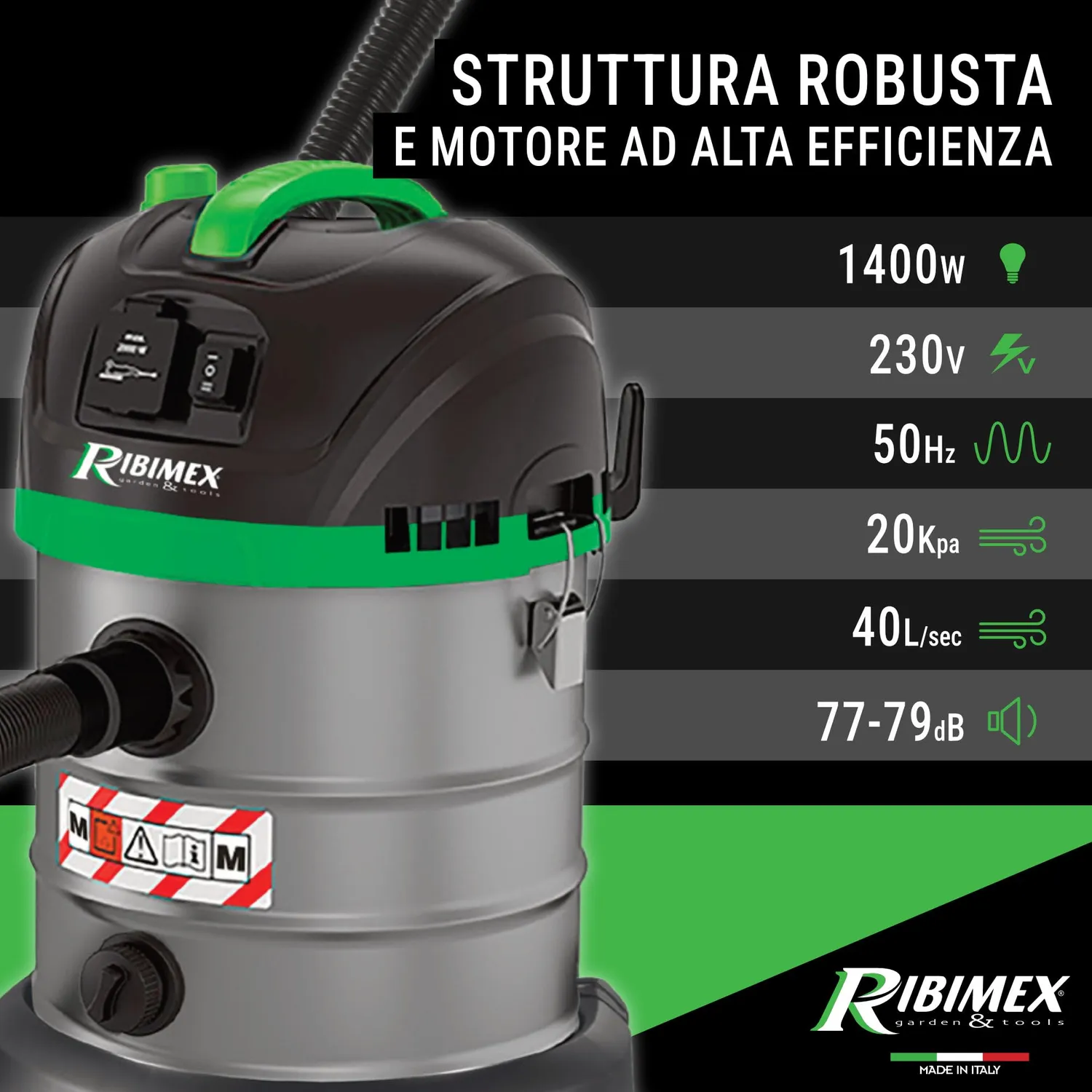 Ribimex Aspirix Pro PRASP20M aspiratore solidi liquidi 20L classe M
