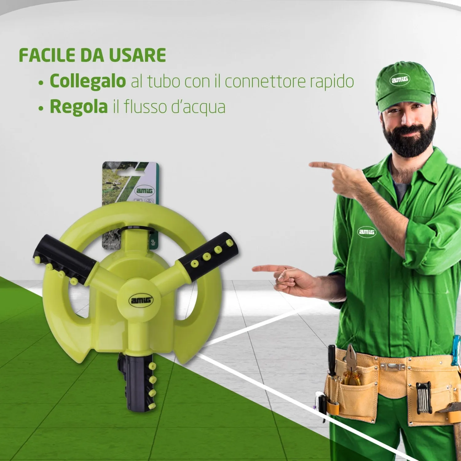 Amig irrigatore girevole 3 bracci Ø200 mm fino 63,5 mq