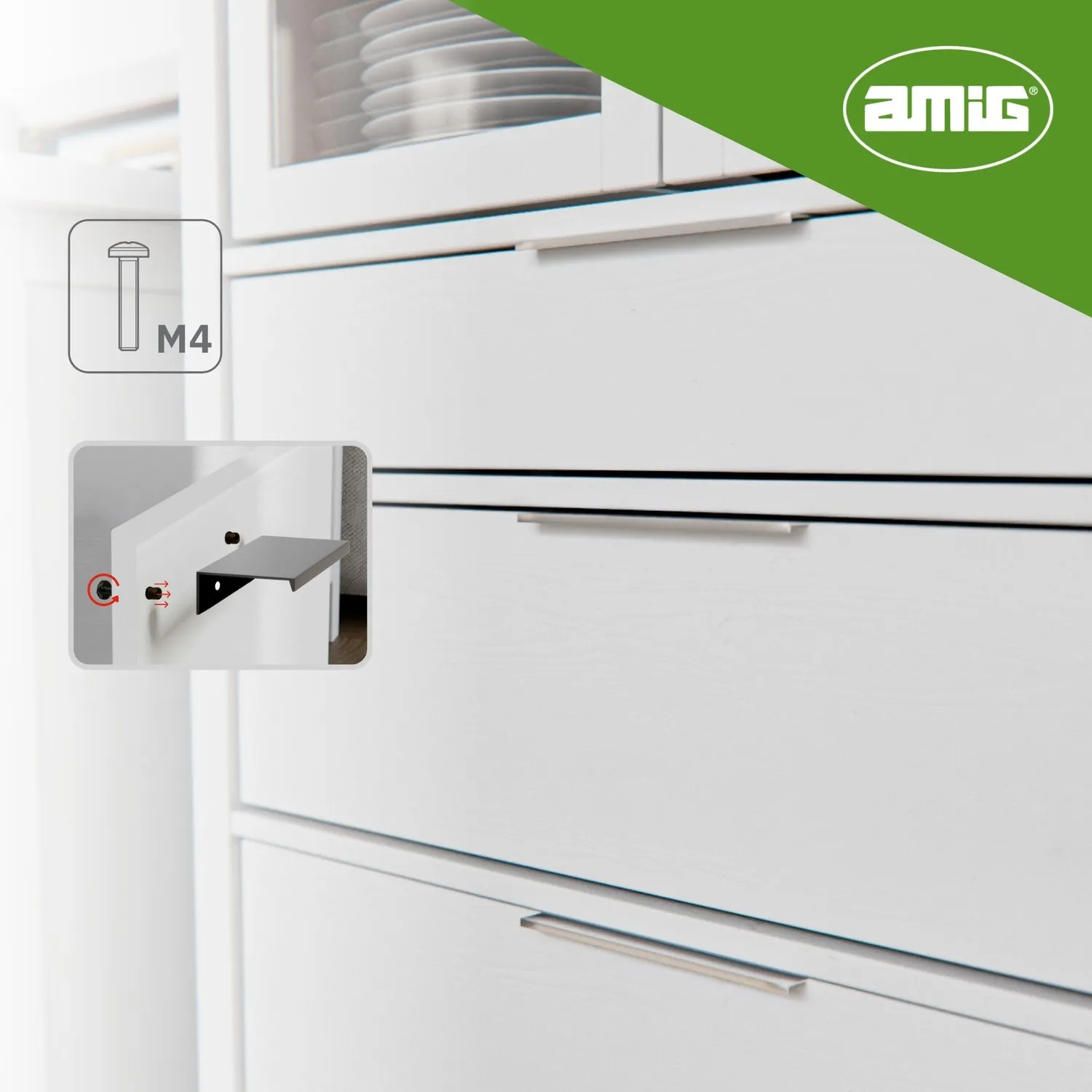 Amig 848 maniglie per mobili 160 mm argento 2 pz alluminio