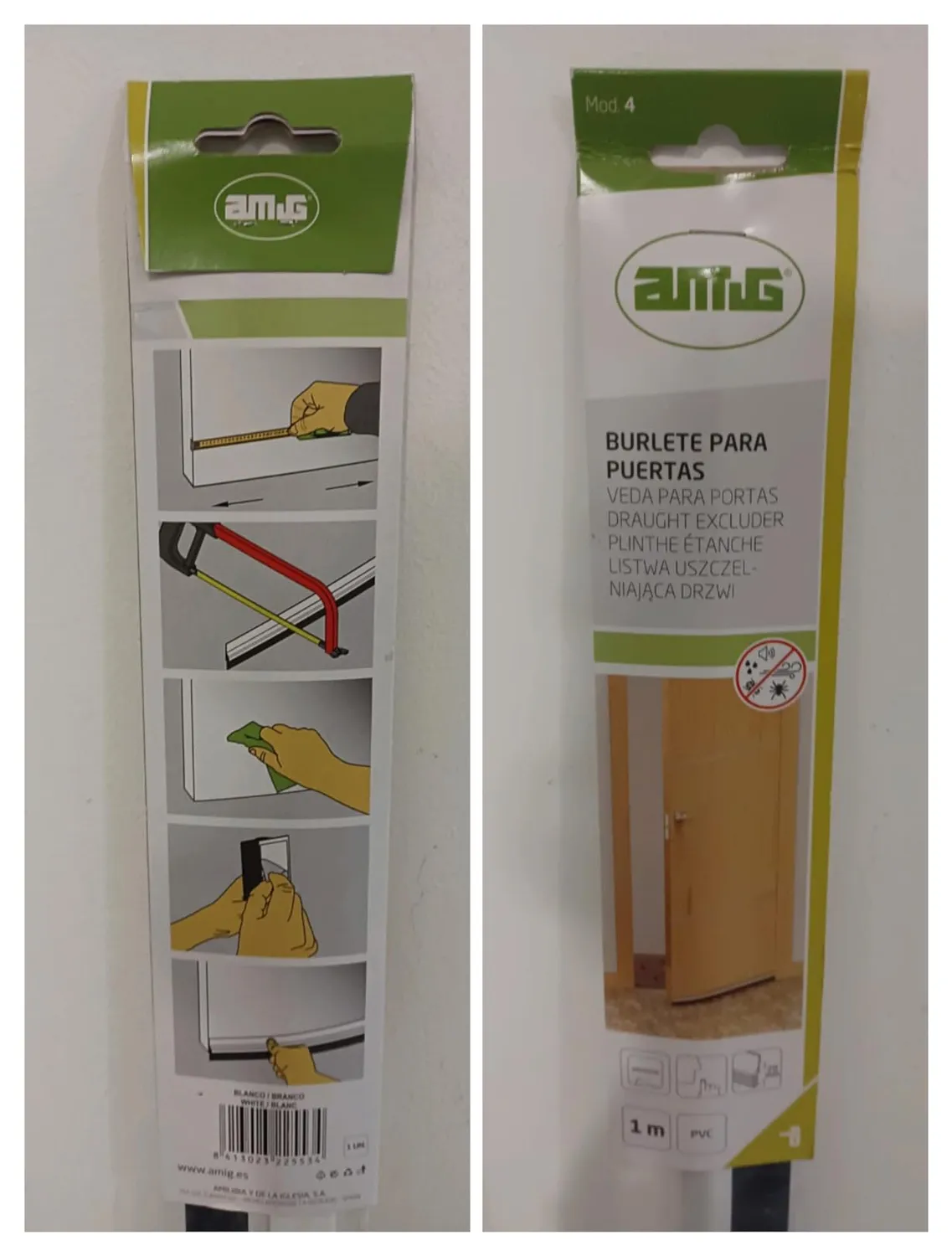 Amig 22555 paraspifferi porta adesivo spazzola rovere 1 m