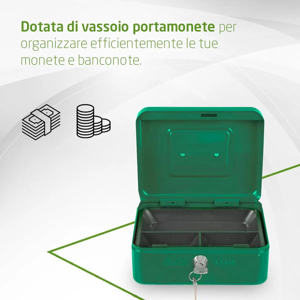 Amig cassetta sicurezza verde 150x110x70 mm acciaio