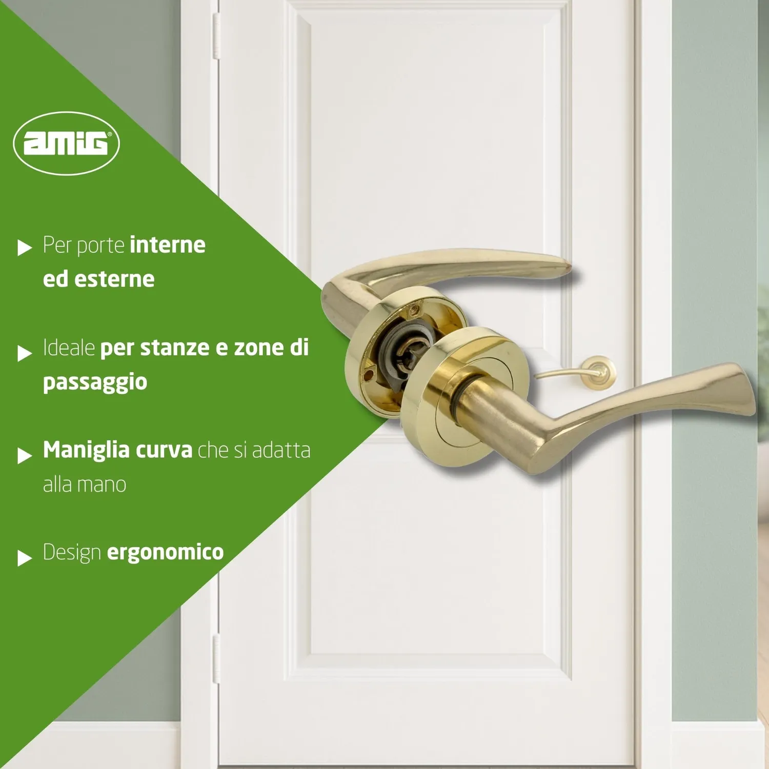 Amig maniglia porta rosetta oro set 2 pezzi