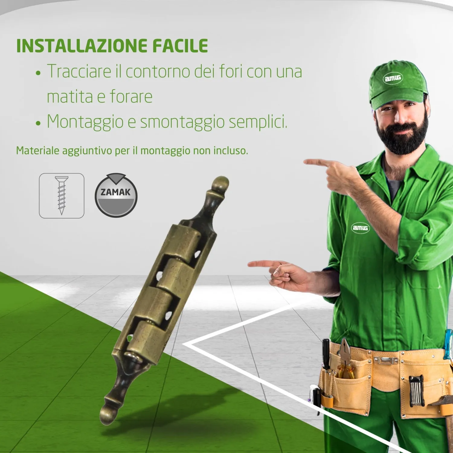 Amig cerniera rimovibile decorativa 79x9 mm pelle