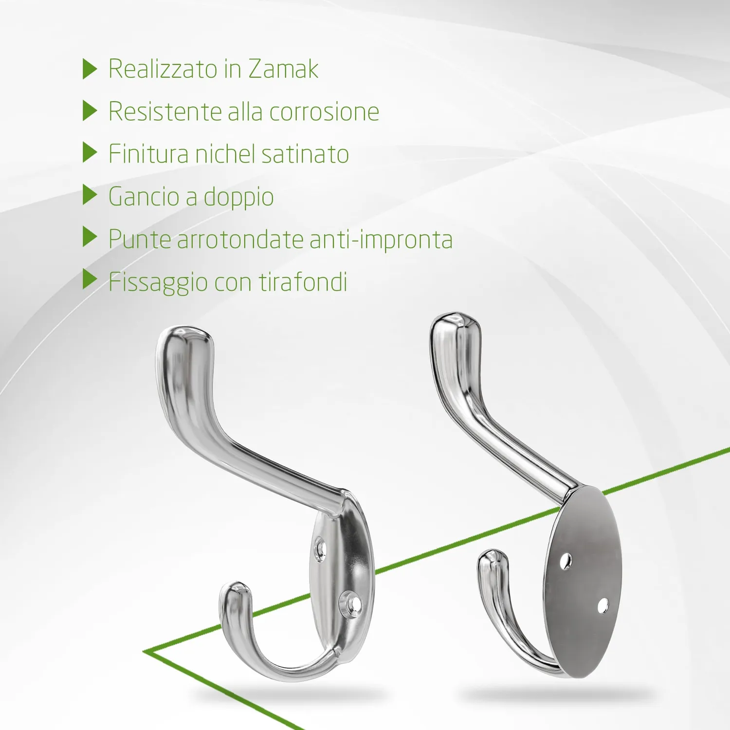Amig CS32 appendiabiti da parete nichel 2 ganci