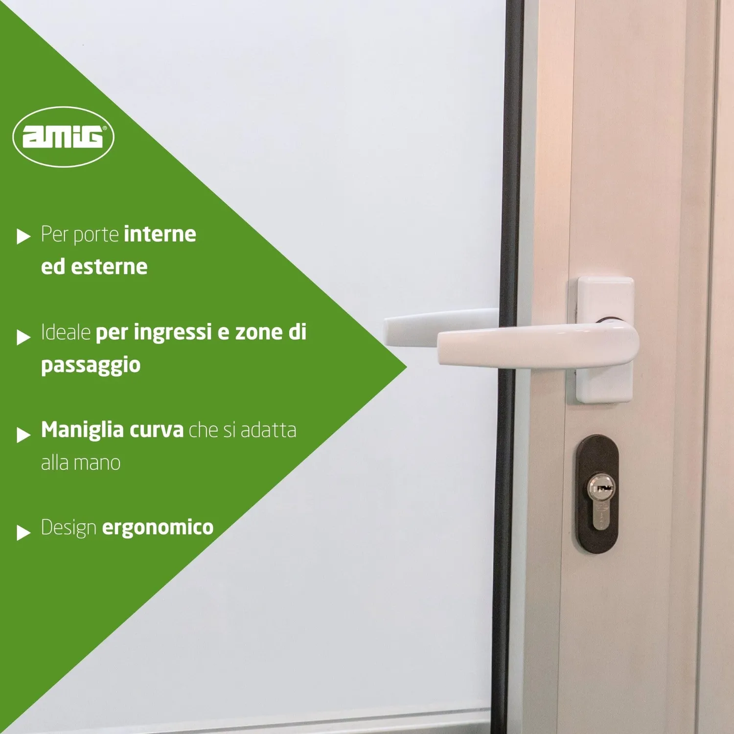 Amig Delta maniglia porta interna bianca set 121x72 mm