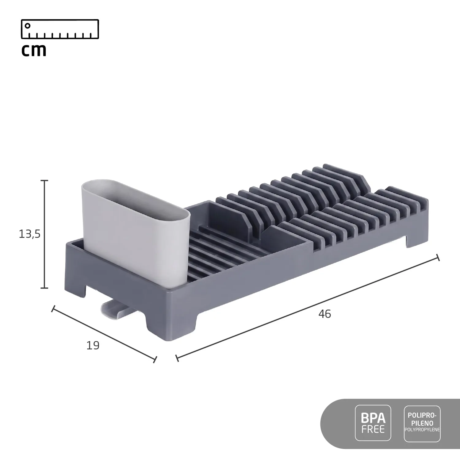 Amig Easy scolapiatti con scarico grigio 46 cm