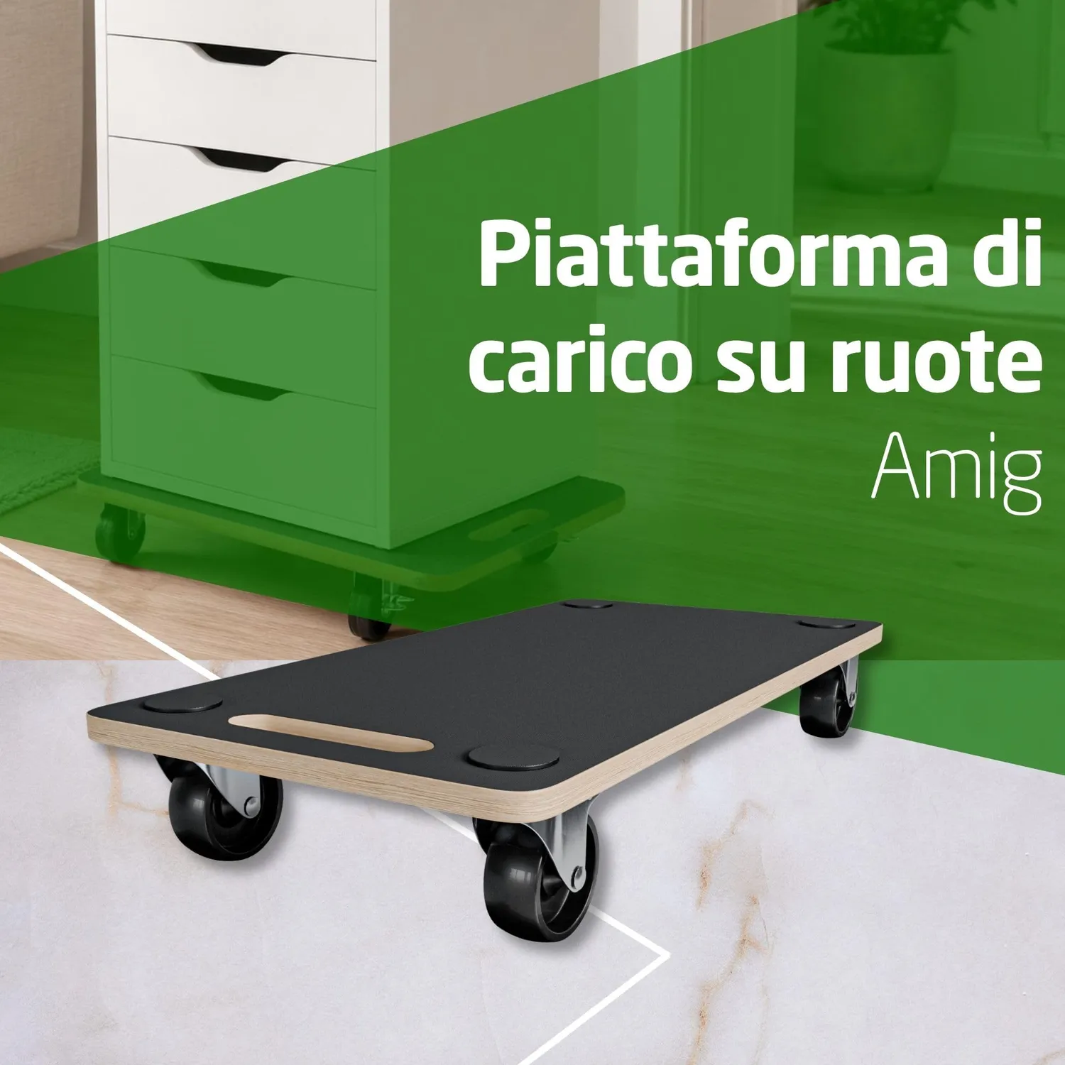 Amig piattaforma carico ruote 58x29 cm 200 kg MDF