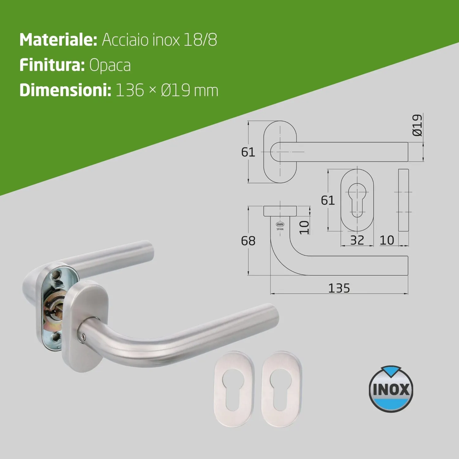 Amig Modello 4 O set maniglie porte inox opaco