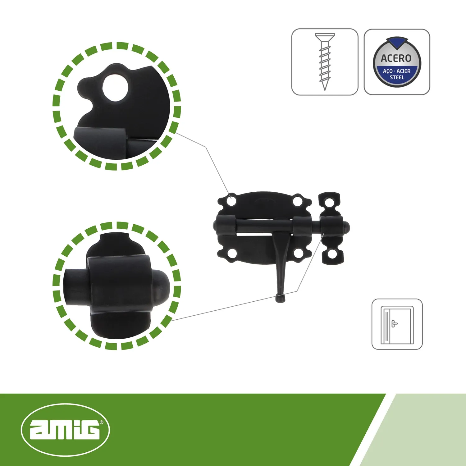 Amig fermaporta appoggio acciaio nero 40 mm chiusura verticale