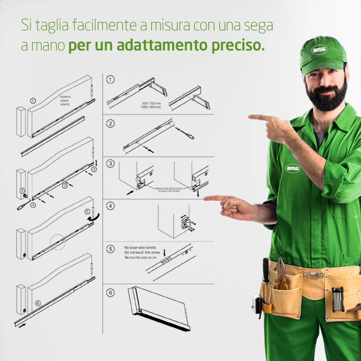 Amig paraspifferi automatico vite alluminio nero 82 cm