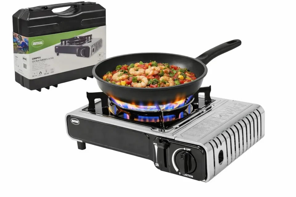 Amig CAMP01 Fornello Campeggio Gas 2,2 kW con Valigetta