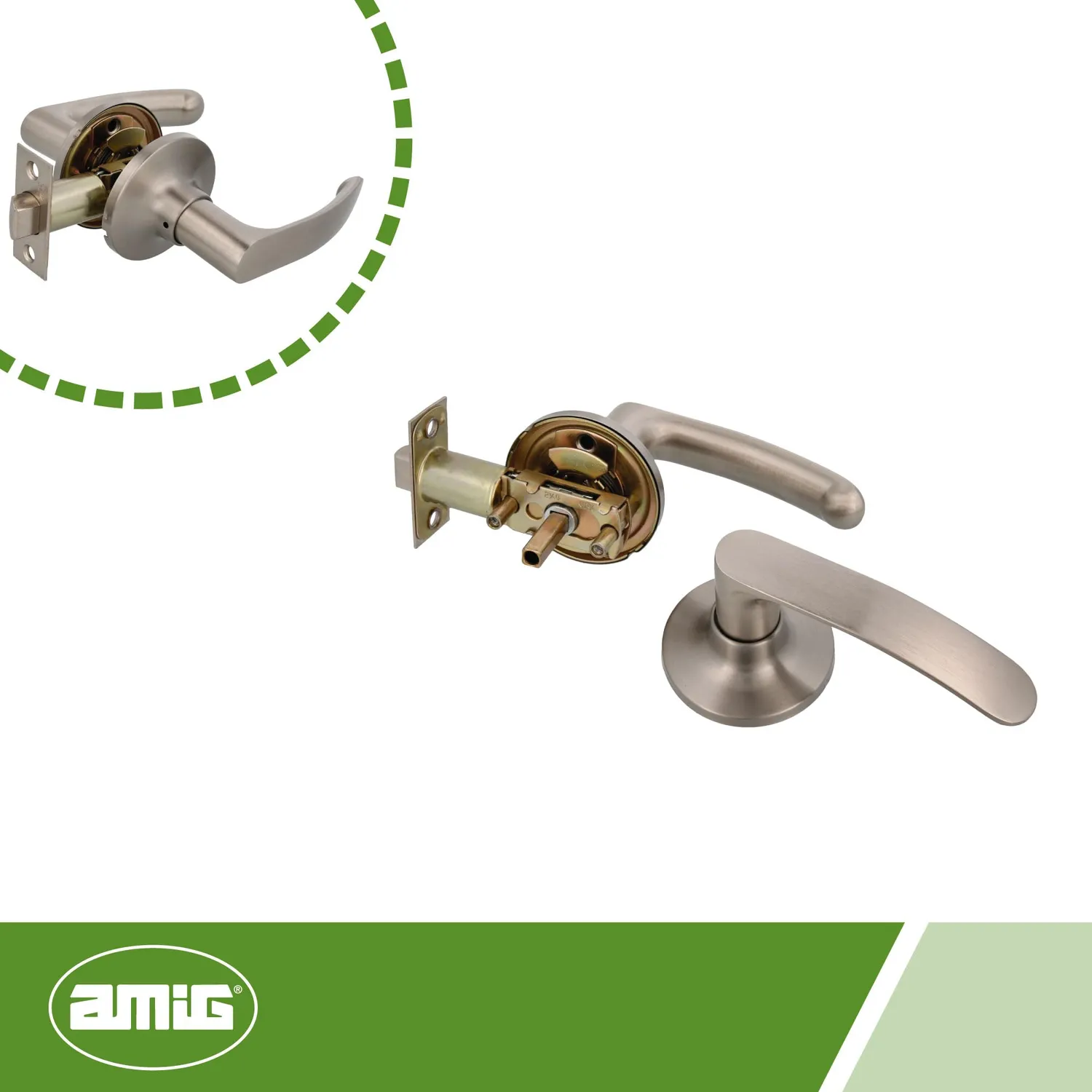 Amig set maniglie porte interne argentate scrocco 60/70 mm