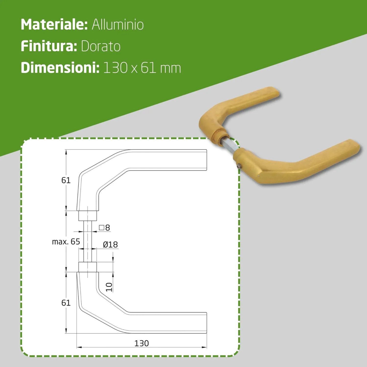 Amig 2113 maniglia porta oro 130x61 mm