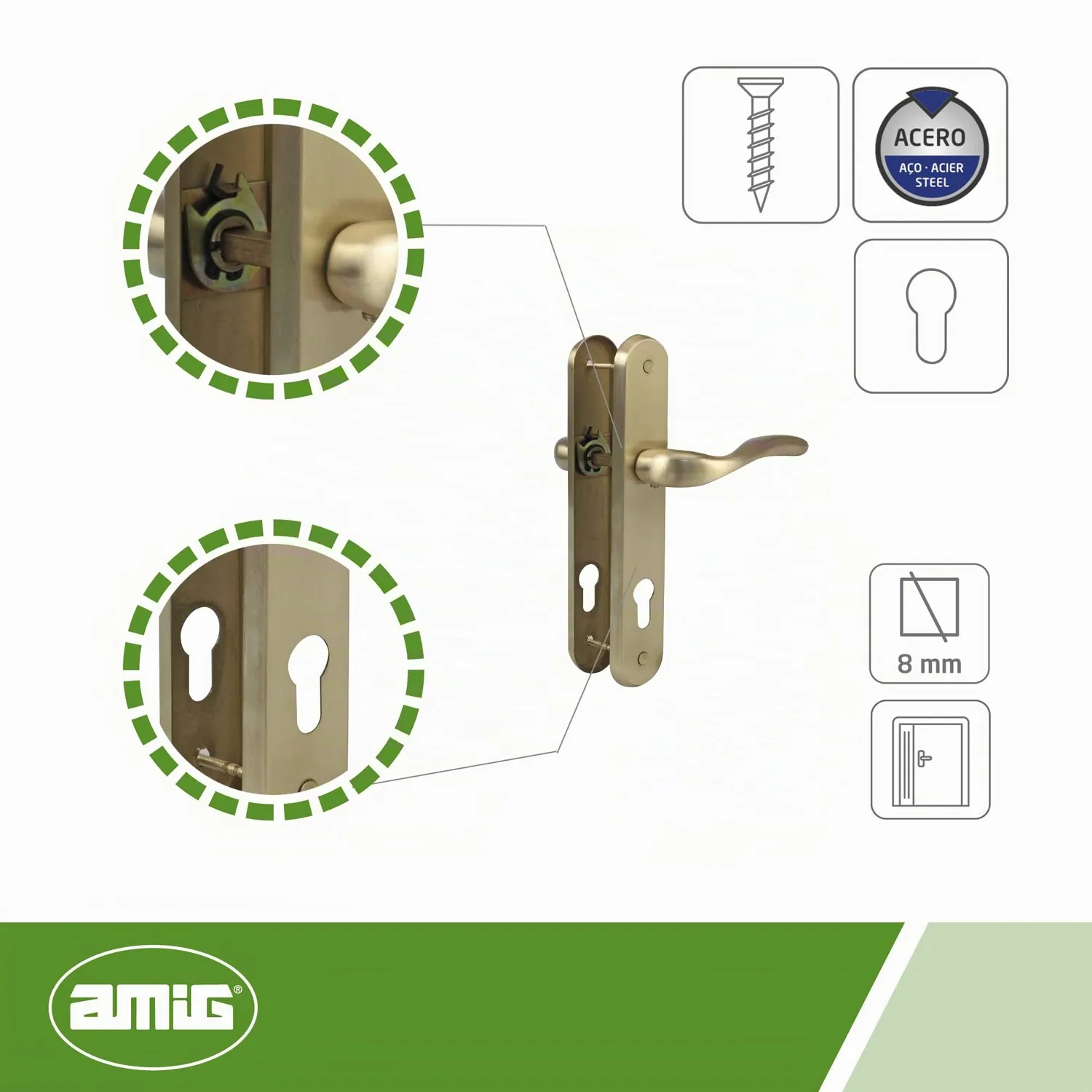 Amig Lena maniglia per porta ottone satinato 238 mm