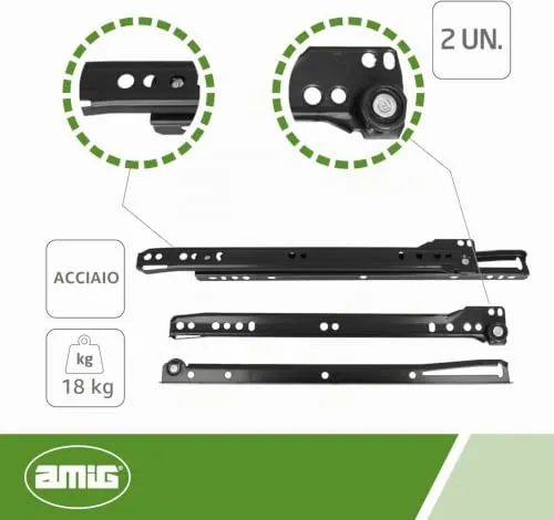 Amig guide scorrevoli cassetti 250 mm nere 18 kg