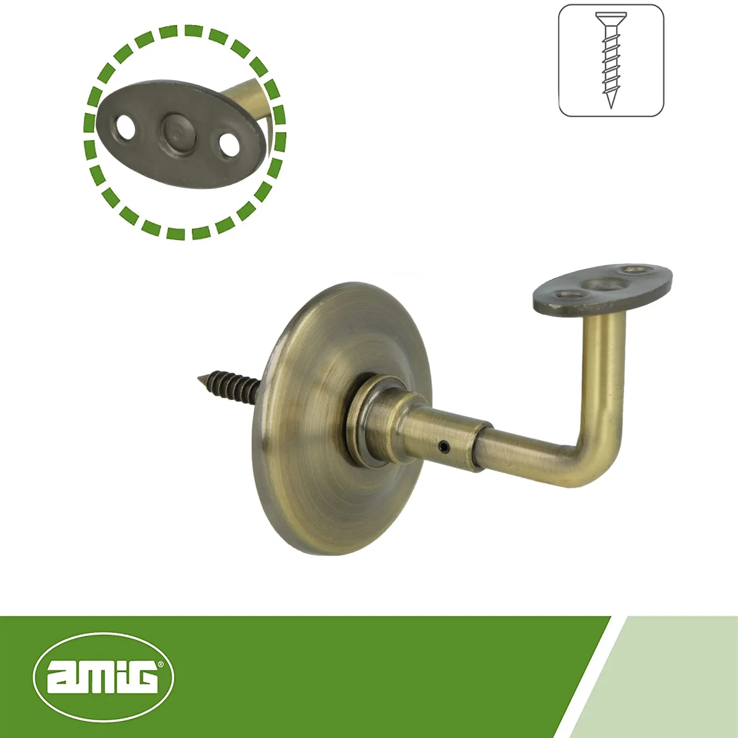 Amig supporto corrimano acciaio cuoio 70 mm antiruggine