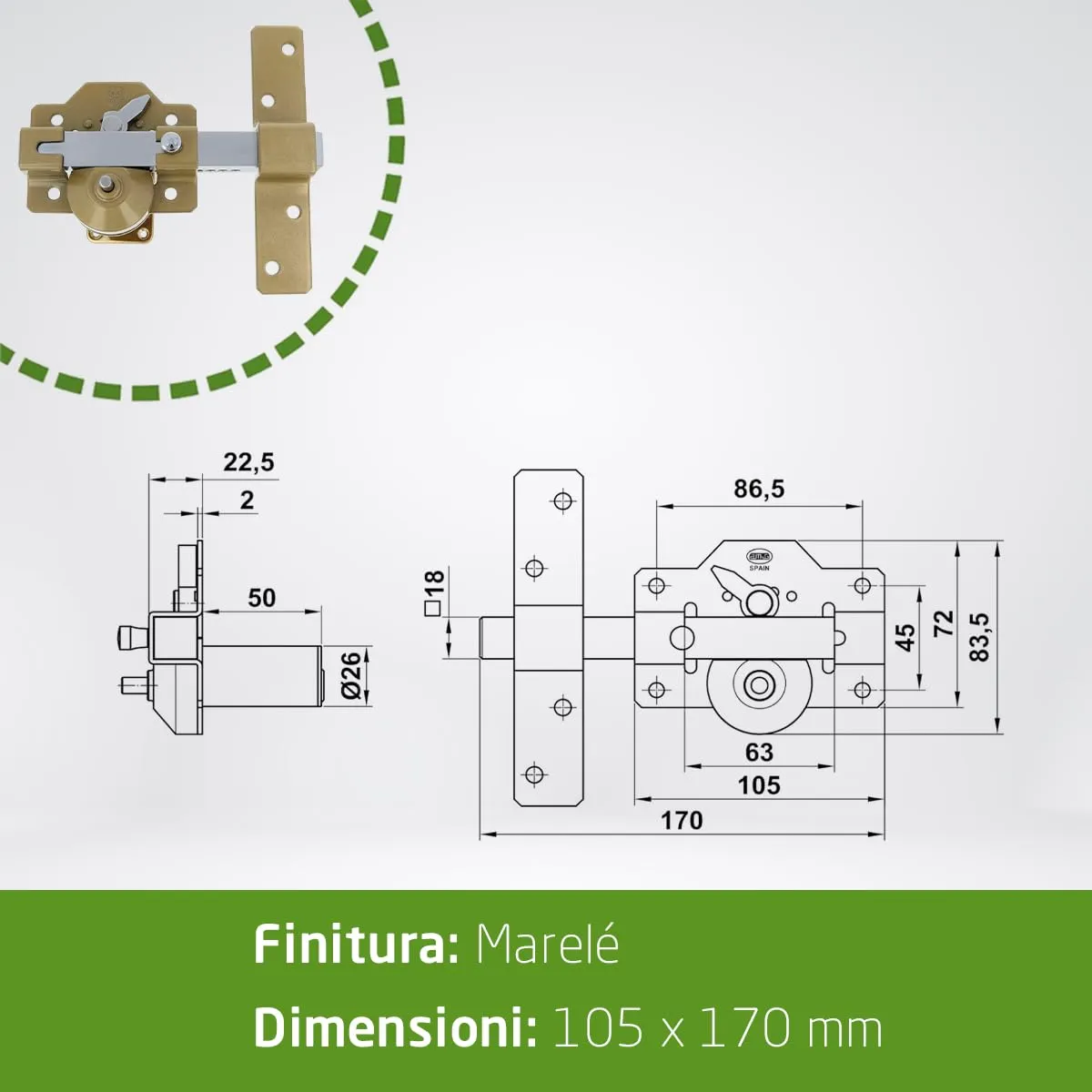 Amig Serratura da Applicare 105x170 mm Martellata