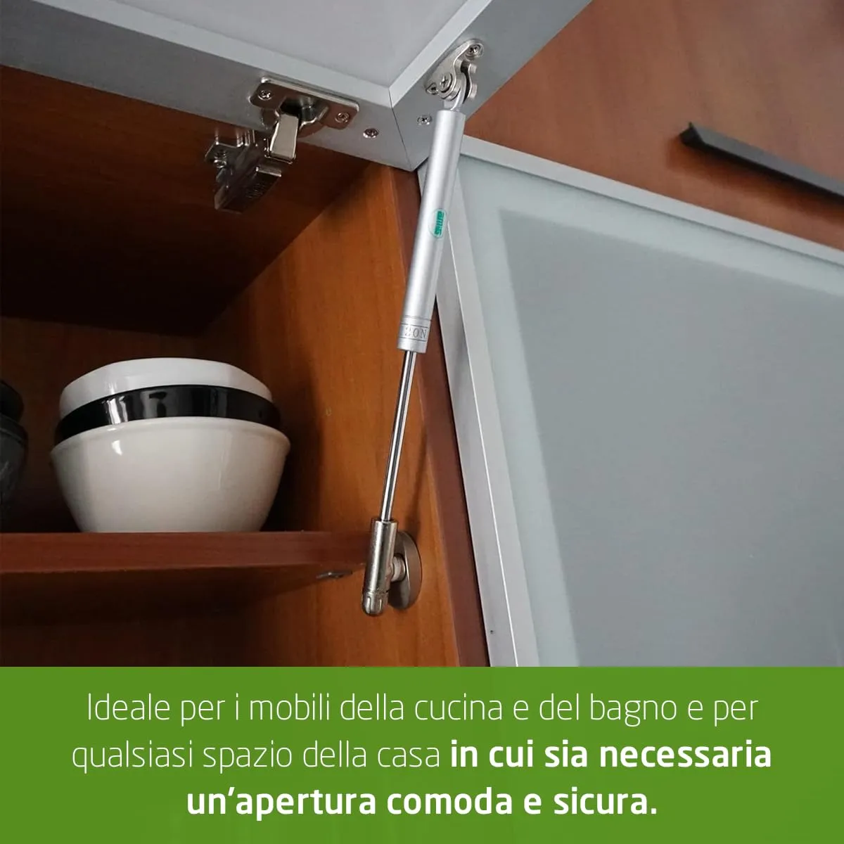 Amig compasso gas ante 8 kg pistone acciaio argento ribalta