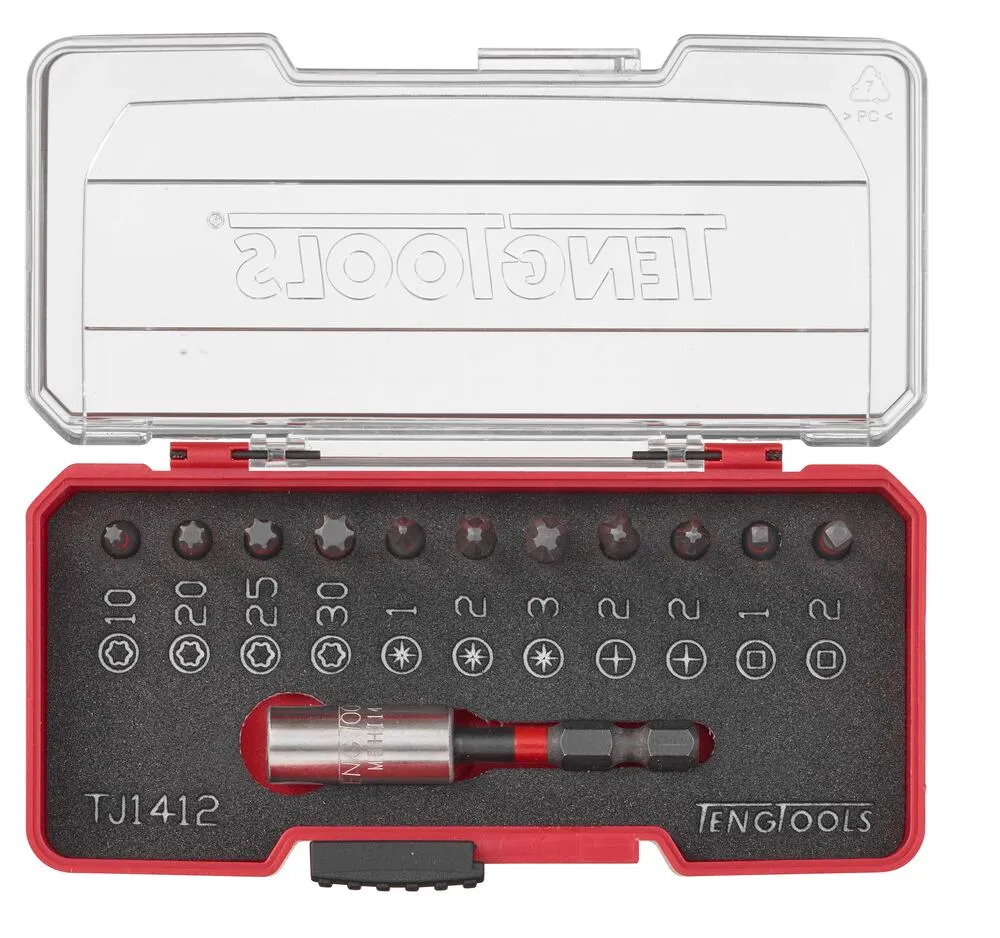 TengTools Set inserti impatto 12 pezzi da cantiere con clip